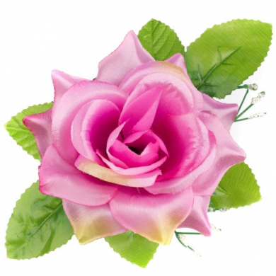 Róża w pąku - główka z liściem Purple/Pink/Green